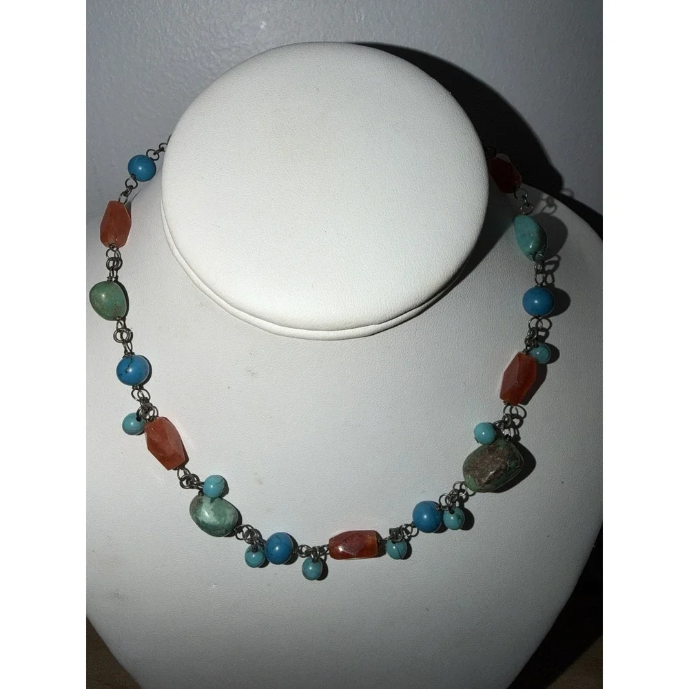 Vintage Turquoise,‎ Coral Choker Necklace Choker
